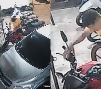 Imagem - Vídeo: suspeito usa pedra para furtar moto estacionada em frente a casa de show no Parque Verde