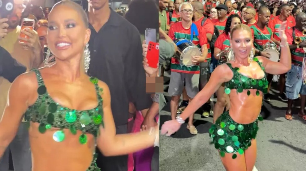Virginia em desfile de rua da Grande Rio -
