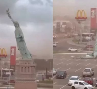 Imagem - Vídeo: temporal derruba estátua da Havan no sul do país