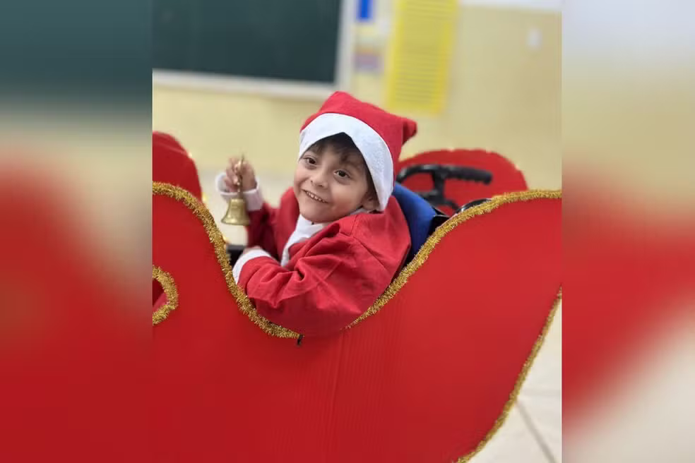 Essa foi a primeira vez que o pequeno Euclides Silva Moraes, de quatro anos, participou de uma atividade do tipo na escola. 