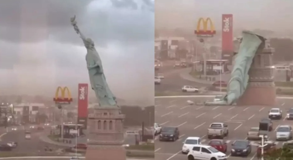 Estátua tombou no Rio Grande do Sul -