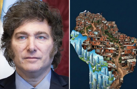Presidente da Argentina repostou imagem que associa países a ideologias políticas e comparou o Brasil a uma favela