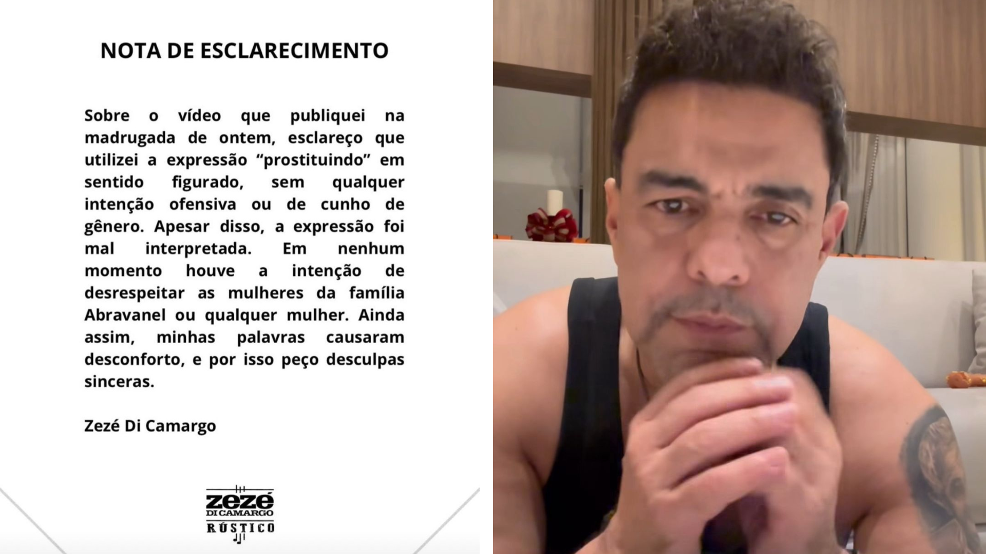Imagem - Zezé Di Camargo pede desculpas após polêmica envolvendo filhas de Silvio Santos