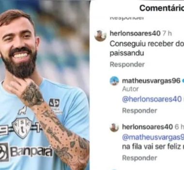 Imagem - Nas redes sociais, Matheus Vargas confirma atraso salarial no Paysandu