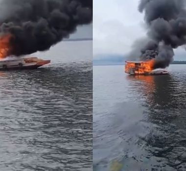 Imagem - Embarcação que transportava madeira pega fogo em rio no Marajó