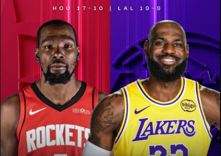 Kevin Durant (Rockets) e LeBron James (Lakers) duelam mais uma vez no natal da NBA
