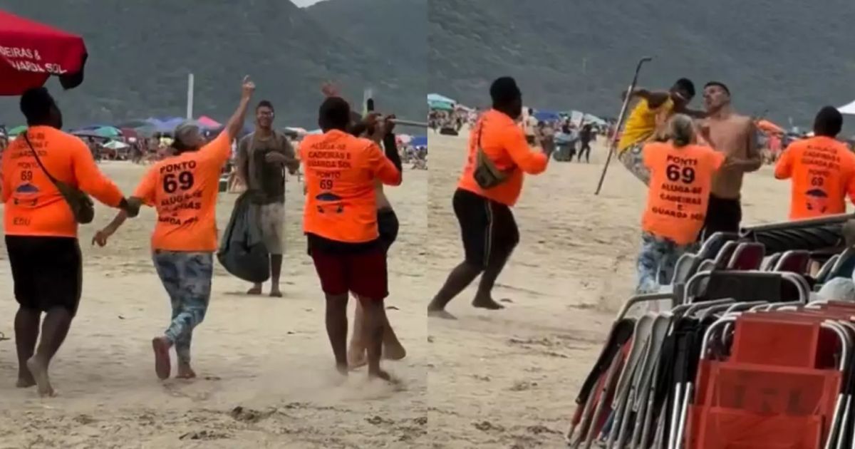 Briga em praia de Santa Catarina -