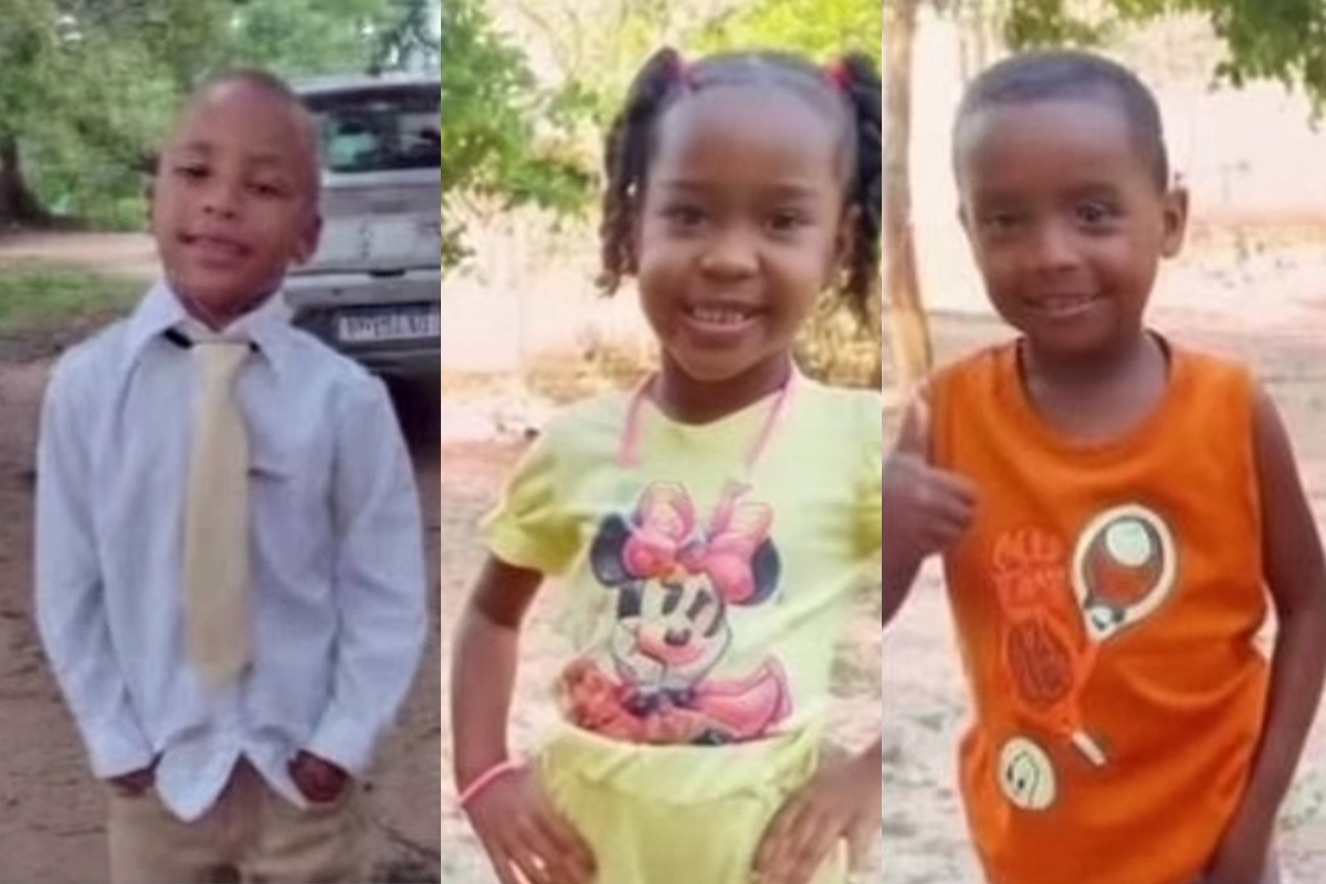 (Anderson Kauan, de 8 anos, Isabelle, de 6, e Michael, de 4, foram vistos pela última vez por volta das 15h, quando saíram para brincar.)