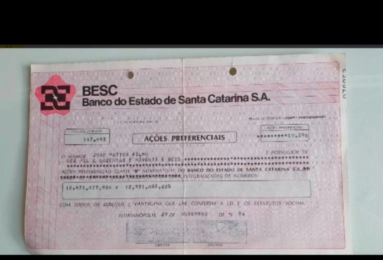 O antigo Banco de Santa Catarina, o Besc,  foi incorporado pelo Banco do Brasil em 2008.