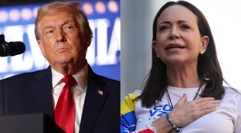 (Donald Trump e María Corina Machado)  