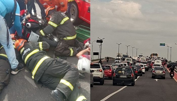 Vídeo: mulher quase perde o pé em acidente no elevado da Júlio César