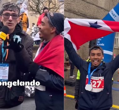 Imagem - Encontro de paraenses durante corrida na neve na Europa viraliza