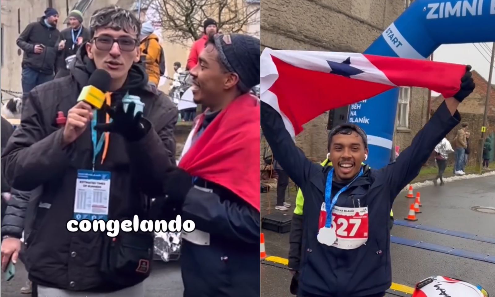 Encontro de paraenses durante corrida na neve na Europa viraliza