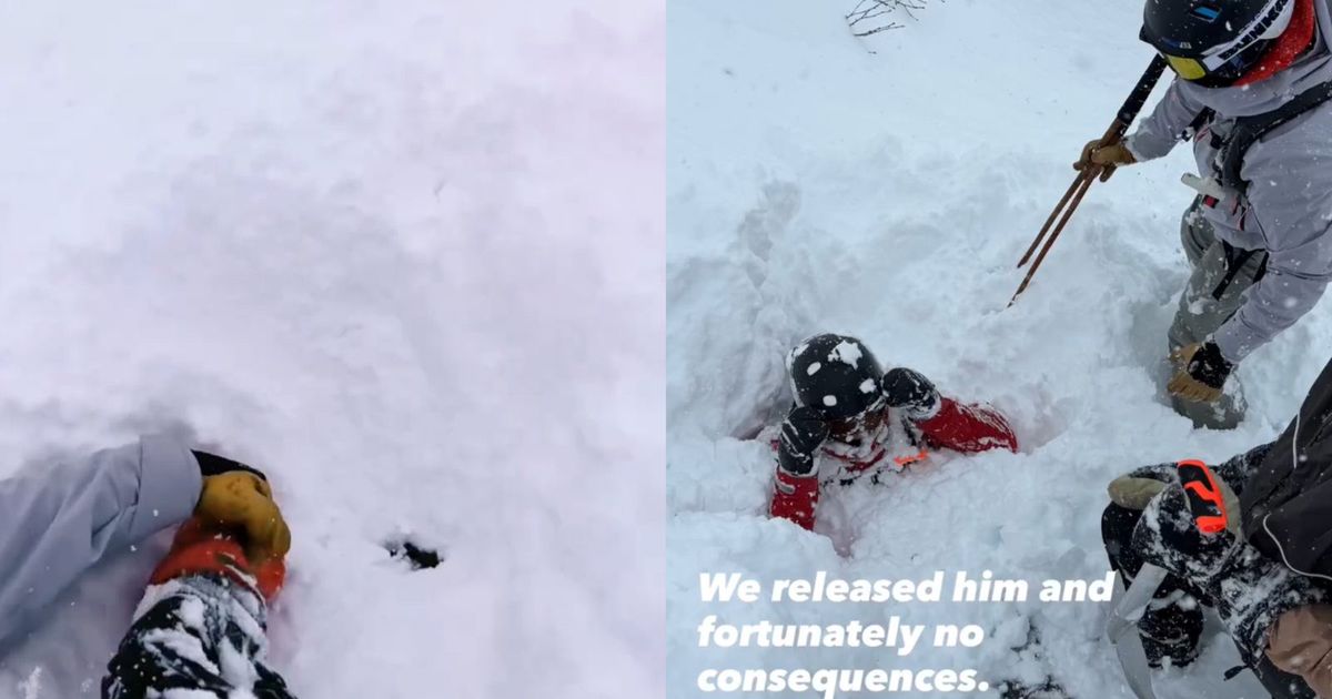Esquiador soterrado por avalanche é salvo após braço ser visto no meio ...