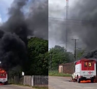Imagem - Ambulância de Marapanim é destruída por incêndio na PA-136, em Curuçá