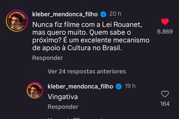 A resposta viralizou ao rebater comentários sobre o financiamento da obra e reacendeu o debate sobre incentivos culturais no cinema brasileiro.
