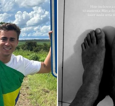 Imagem - Nikolas mostra pés machucados durante caminhada de 230 km até Brasília