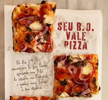 Imagem - Campanha em Pinheiros troca fatia de pizza por boletim de ocorrência no aniversário de São Paulo