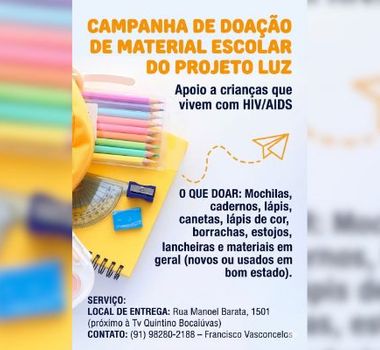 Imagem - Projeto Luz lança campanha de material escolar para crianças e adolescentes que vivem com HIV
