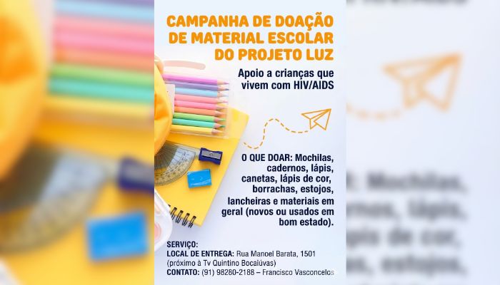 Projeto Luz lança campanha de material escolar para crianças e adolescentes que vivem com HIV