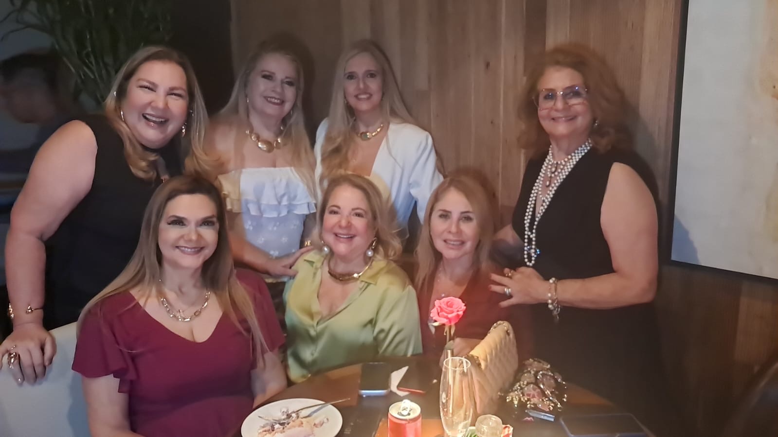 A aniversariante com Beth Coutinho Jorge, Alessandra Bastiani, Nazaré Melo, Gal Fernandes, Rebecca Hesketh e Naná Barros