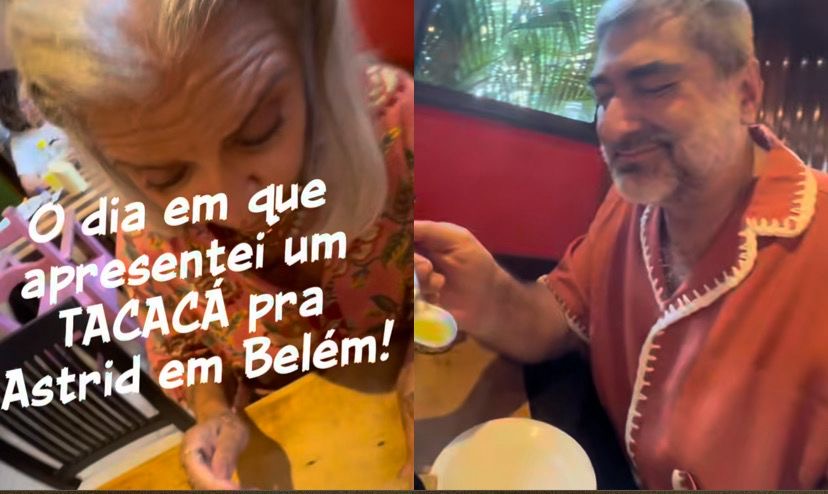 Imagem - Zeca Camargo e Astrid Fontenelle visitam Belém, enfrentam furto e web repercute Astrid 'comendo' tacacá com colher