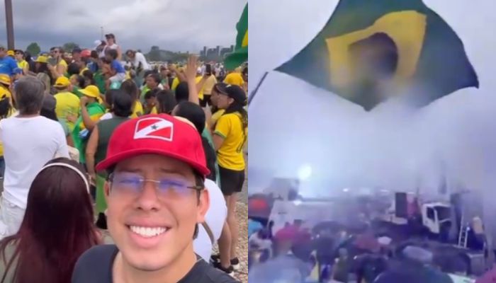 Paraense vai a ato promovido por Nikolas no DF e vira meme após episódio com queda de raio: 'sinta essa energia'; assista
