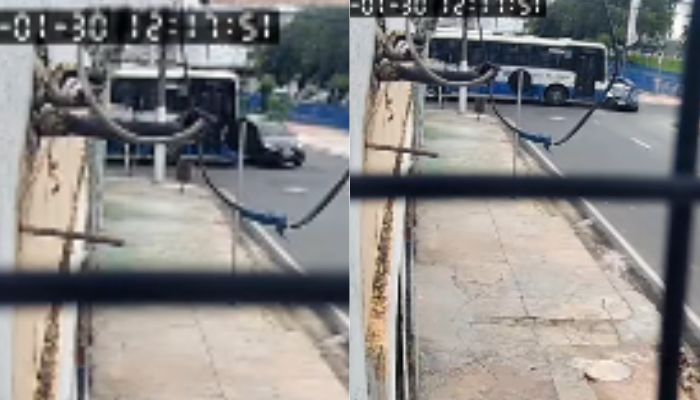 Motorista fica preso às ferragens após colisão com ônibus na Cidade Velha