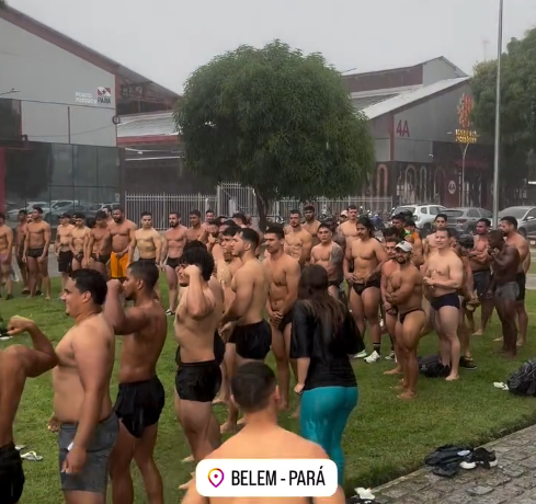Candidatos enfrentam chuva para participar de seletiva para fisiculturista em Belém