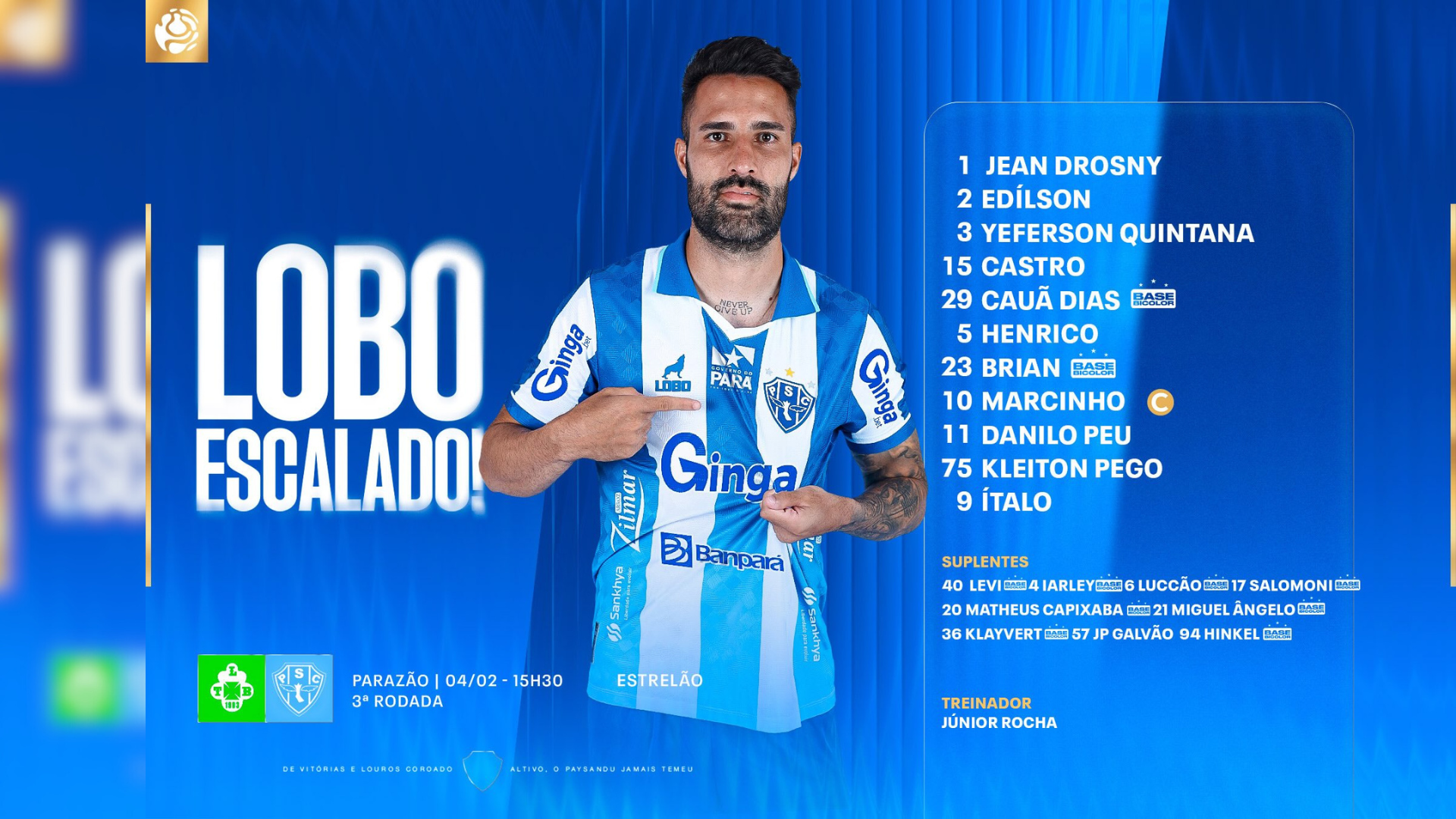 Escalação oficial do Paysandu 