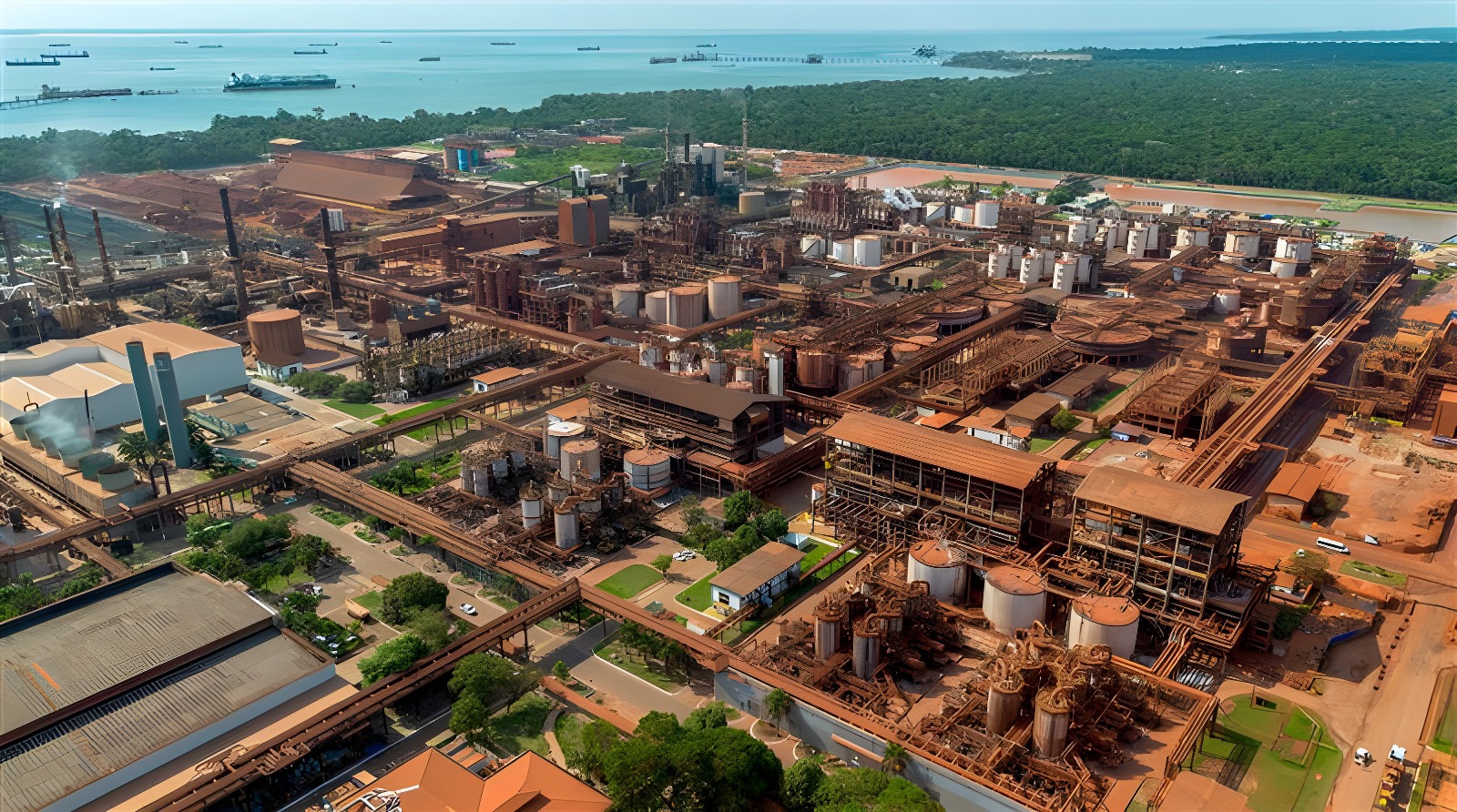 Imagem aérea mostra a estrutura da Alunorte, em Barcarena, a maior refinaria de alumina do mundo em única planta industrial.