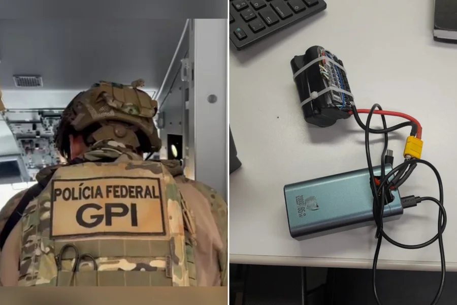Procedimento foi iniciado após a identificação de um objeto suspeito (powerbank) na aeronave. 