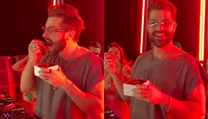 (Alok prova sorvete de açaí de sorveteria paraense durante o Carnaval de Salvador)