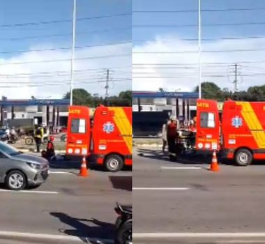 Imagem - Acidente entre viatura e moto deixa duas pessoas feridas na BR-316, em Ananindeua
