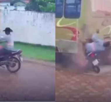 Imagem - Motociclista fica preso no para-choque de ônibus após colisão no Pará
