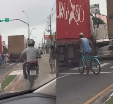 Imagem - Acidente envolvendo duas carretas e um carro é registrado na Avenida Augusto Montenegro, em Belém