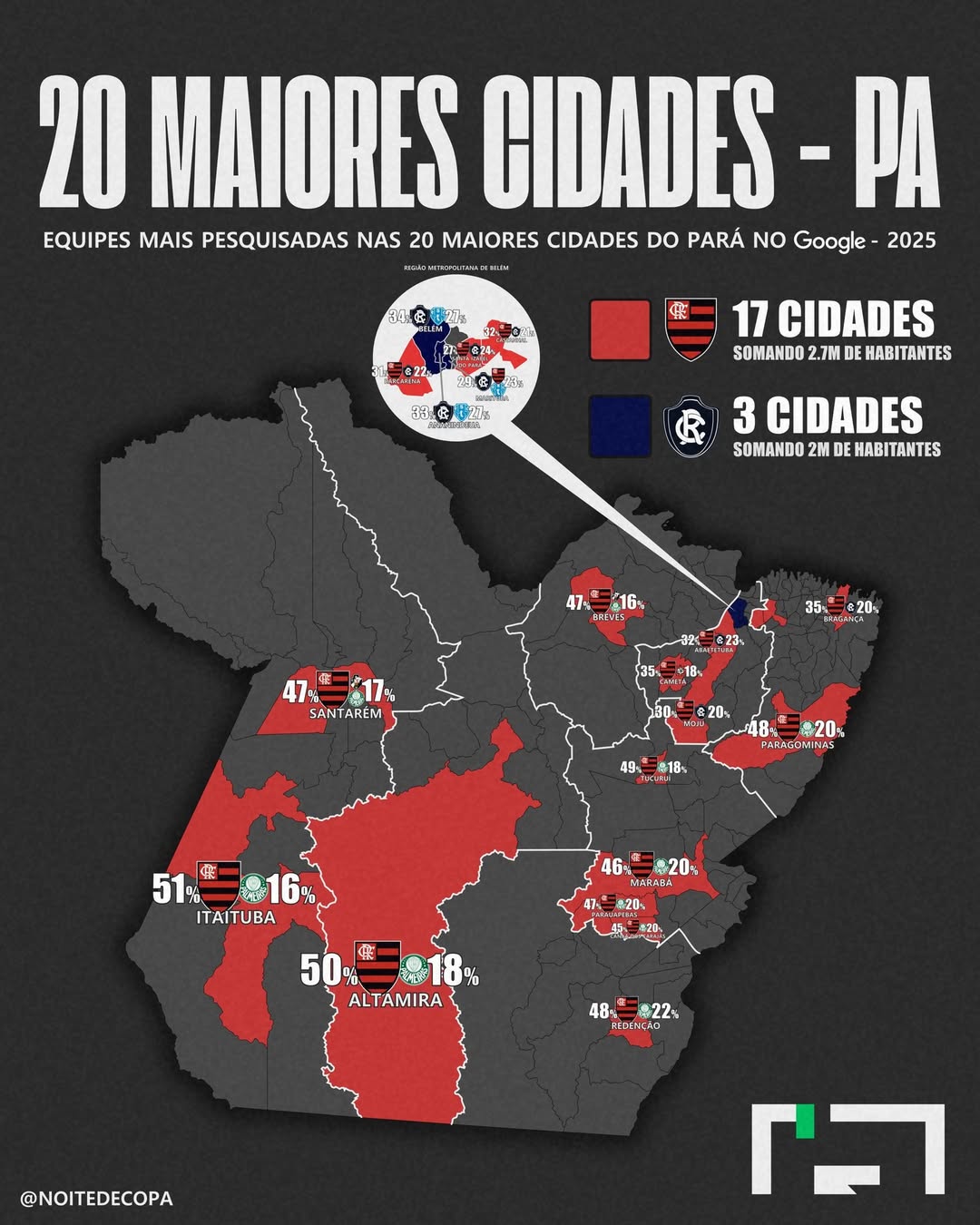 Veja o mapa divulgado pelo Noite de Copa