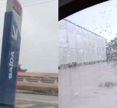 Imagem - Vídeo: chuva forte derruba muro de escola em Bragança e para a cidade nesta quarta