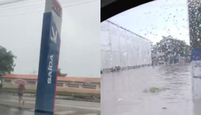 Vídeo: chuva forte derruba muro de escola em Bragança e para a cidade nesta quarta