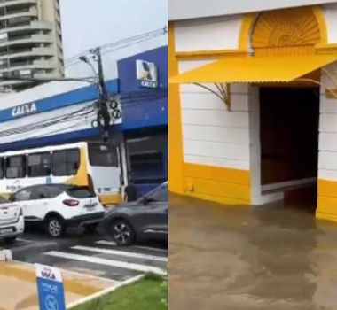 Imagem - Alagamento na Avenida Visconde de Souza Franco deixa trânsito lento no bairro do Reduto