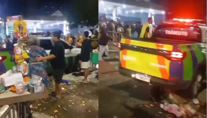 Carro da Semob se envolve em acidente e atinge carrinho de vendas em Belém