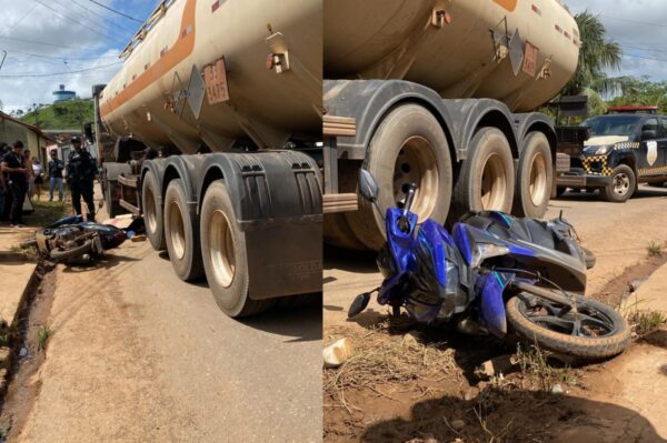 Mulher morre após colisão entre motocicleta e caminhão em Parauapebas