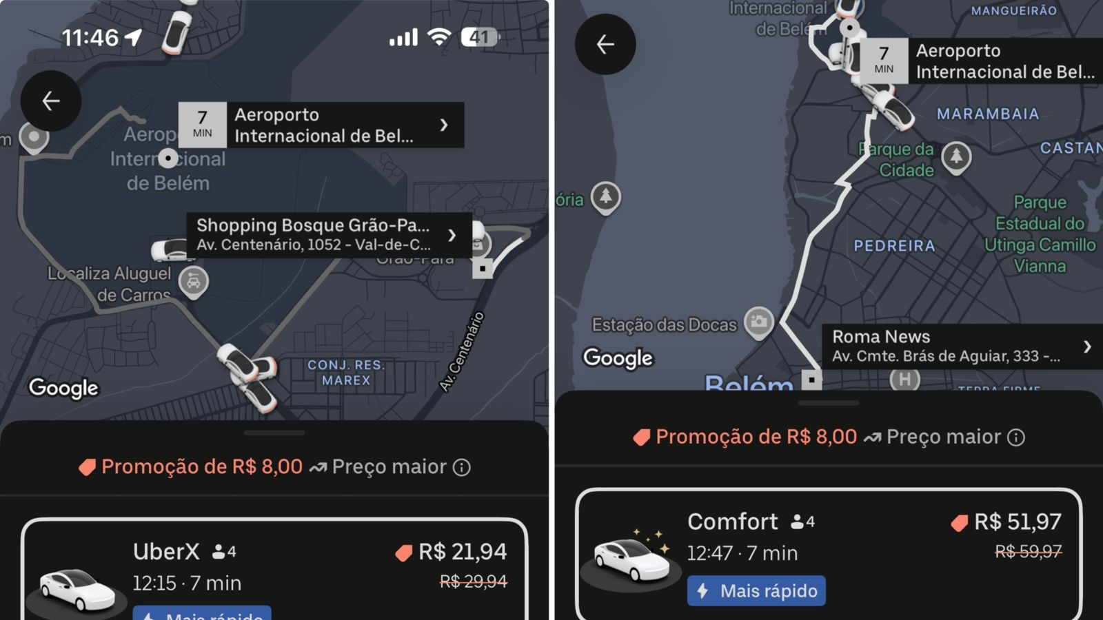 Simulação de corridas por aplicativos - 