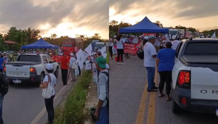 Manifestantes fecham estrada que dá acesso à Mocajuba, no Pará
