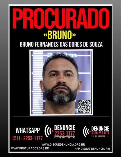 PC do Rio de Janeiro divulga cartaz de procurado do ex-goleiro Bruno
