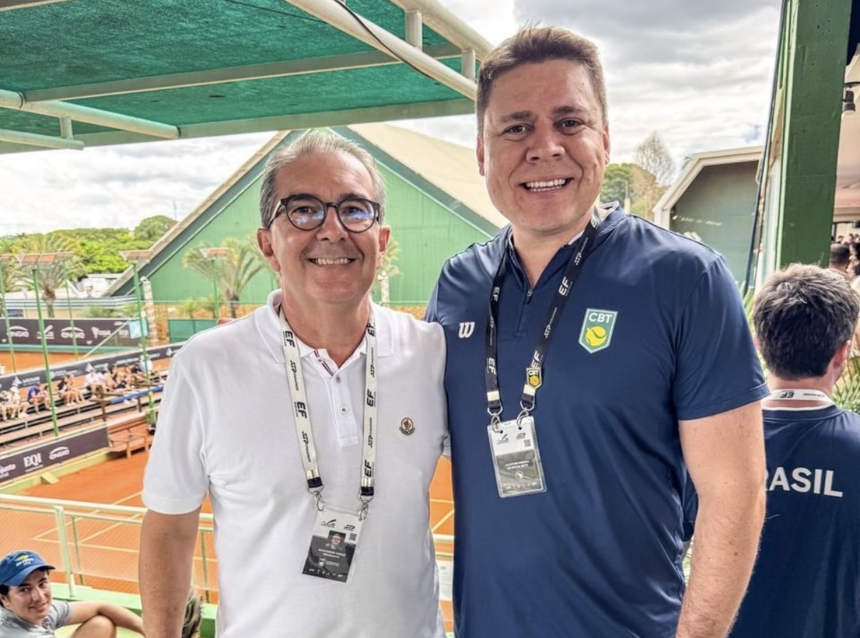 Celestino Rocha e Alexandre Farias, presidentes da FPT e Confederação Brasileira de Tênis, respectivamente 