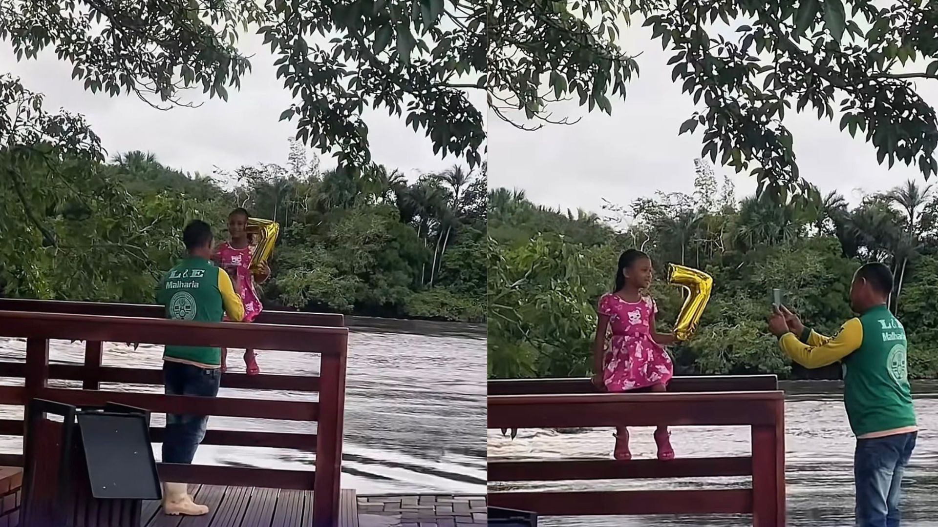 Mototaxista é filmado fotografando a filha na Orla de São Miguel do Guamá