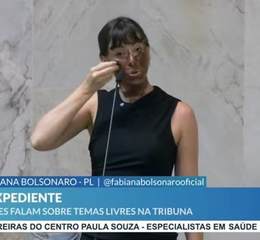 Imagem - Fabiana Bolsonaro gera polêmica ao usar tinta preta em discurso na Alesp