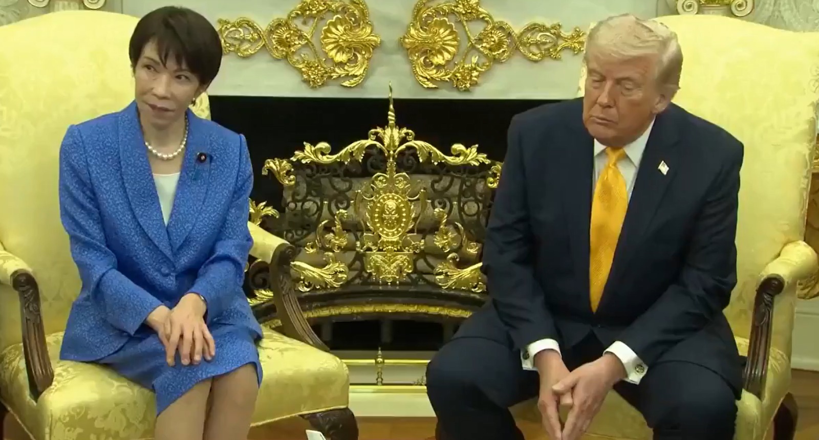 (Presidente dos Estados Unidos, Donald Trump, e a primeira-ministra do Japão, Sanae Takaichi)