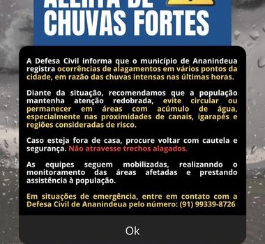 Imagem - Defesa Civil emite alerta para chuvas fortes em Ananindeua